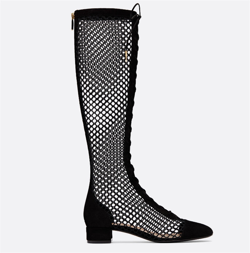 Knee-high Mesh boots