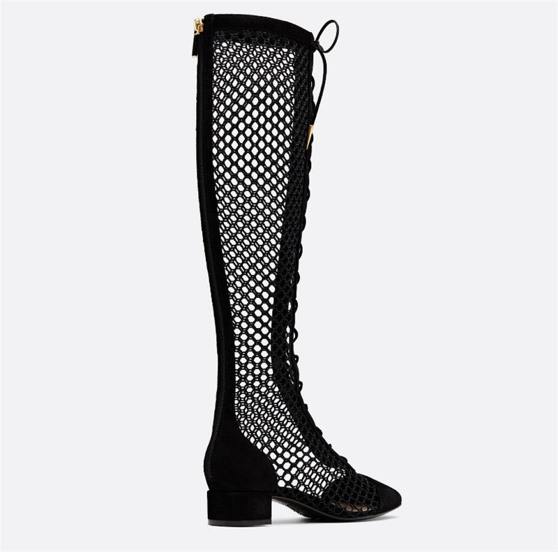 Knee-high Mesh boots