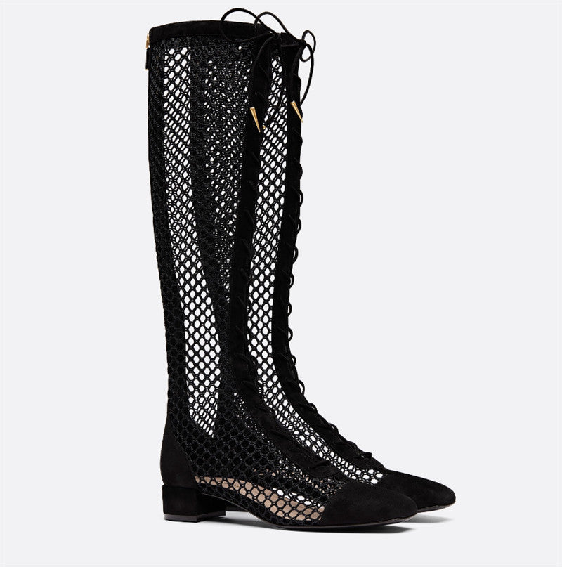Knee-high Mesh boots