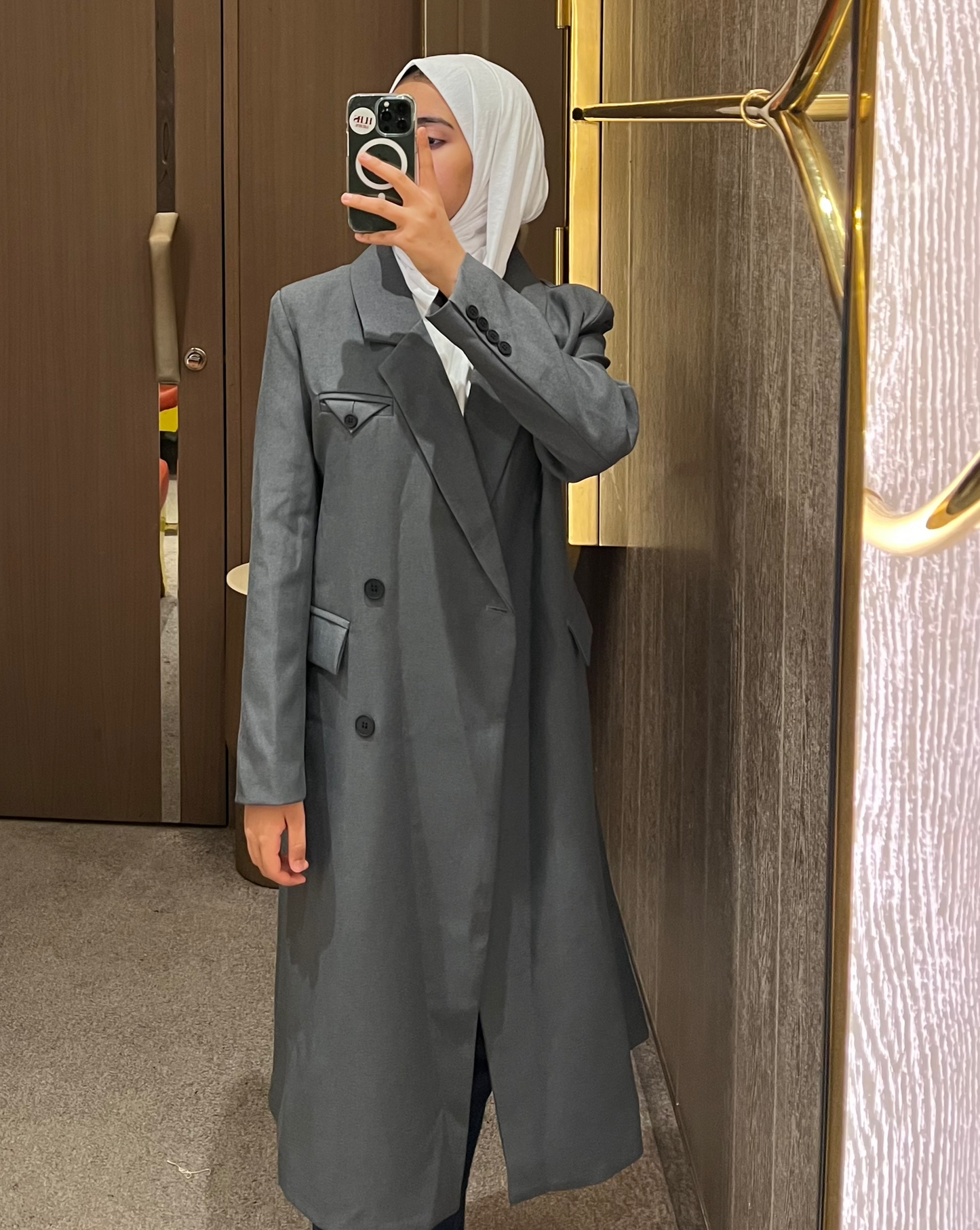 Gray single breasted coat