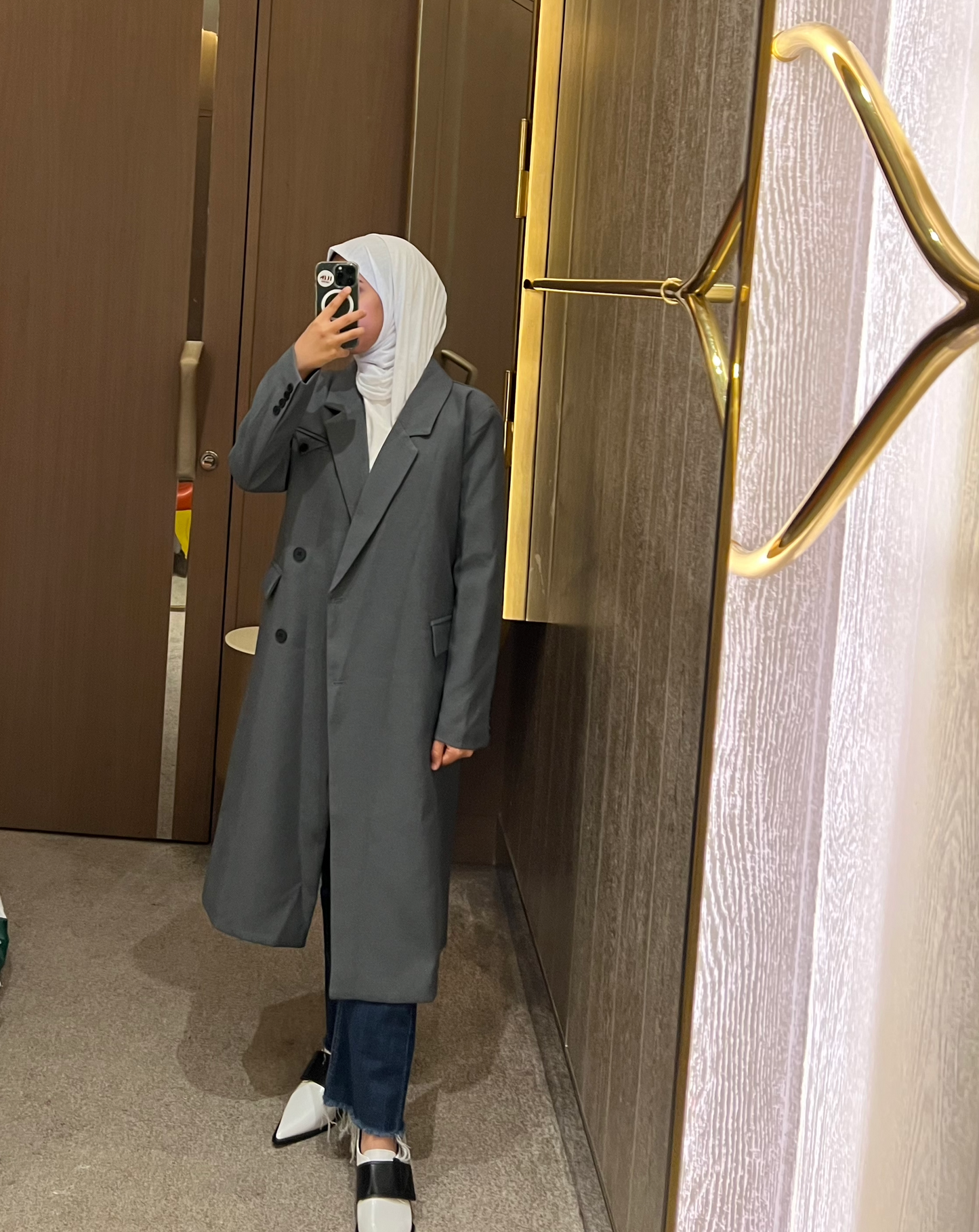 Gray single breasted coat
