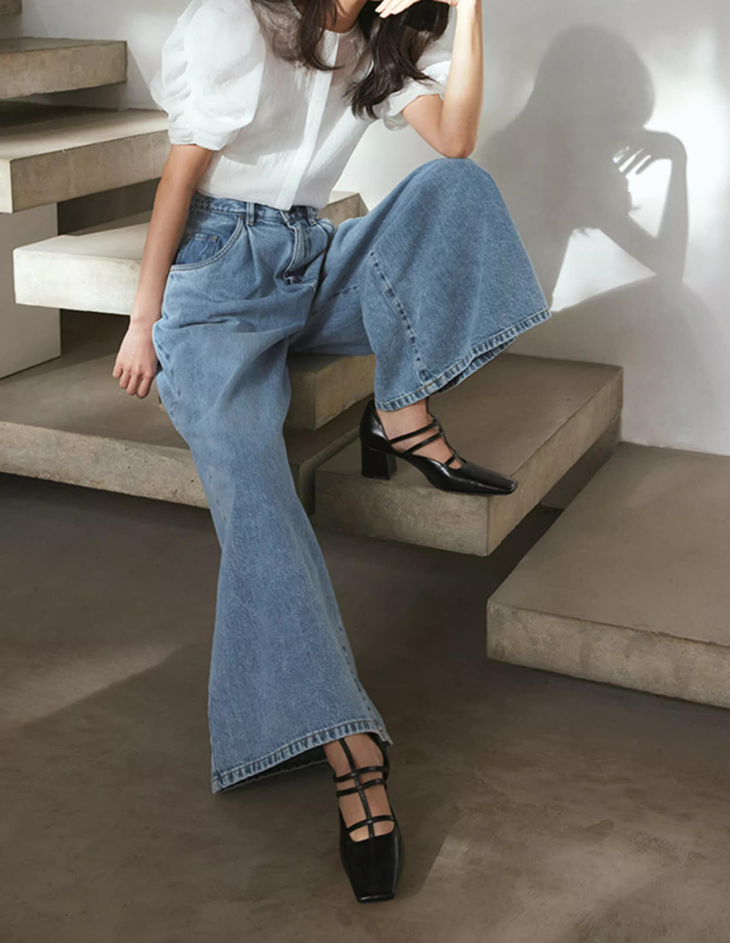 Square-toe French Chunky Heels