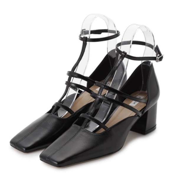 Square-toe French Chunky Heels