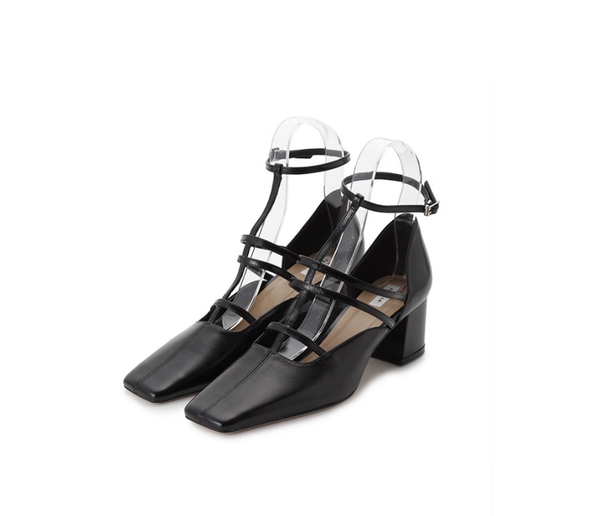 Square-toe French Chunky Heels