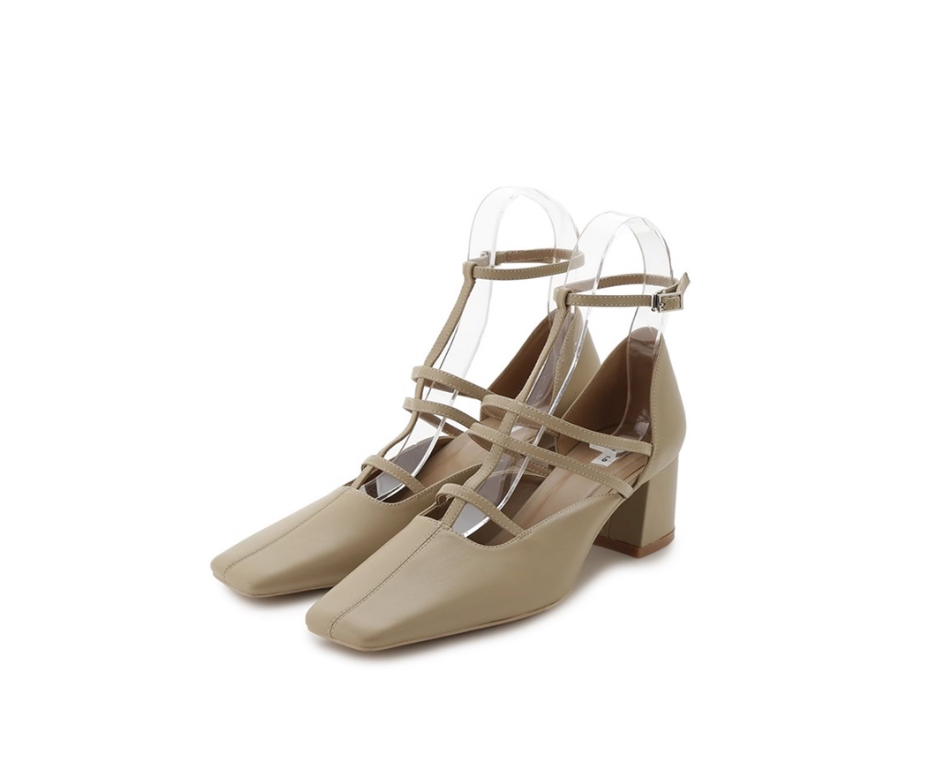 Square-toe French Chunky Heels