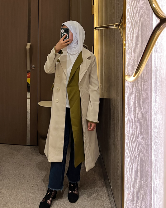 Olive and Beige trench coat